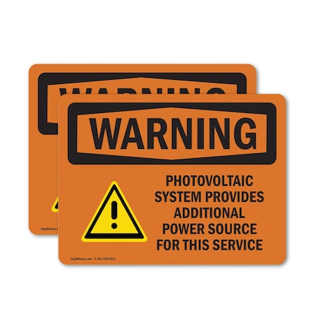 Signmission Photovoltaic System Provides With Symbol OSHA Warning Sign, Vinyl Decal, 7in W x 5in L, 2PK OS-2PACK-WS-D-57-L-12306